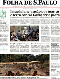 Capa do jornal Folha de S.Paulo 15/10/2023
