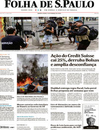 Capa do jornal Folha de S.Paulo 16/03/2023