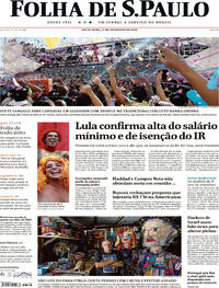 Capa do jornal Folha de S.Paulo 17/02/2023
