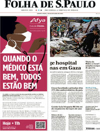 Capa do jornal Folha de S.Paulo 18/10/2023