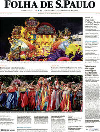 Capa do jornal Folha de S.Paulo 19/02/2023