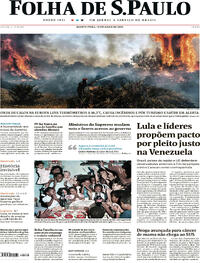 Capa do jornal Folha de S.Paulo 19/07/2023