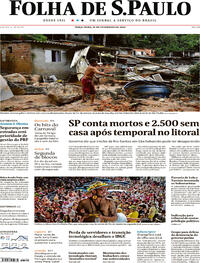 Capa do jornal Folha de S.Paulo 21/02/2023