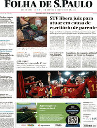 Capa do jornal Folha de S.Paulo 21/08/2023