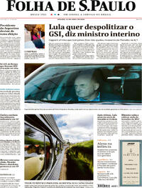 Capa do jornal Folha de S.Paulo 22/04/2023