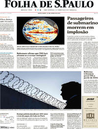Capa do jornal Folha de S.Paulo 23/06/2023