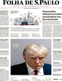 Capa do jornal Folha de S.Paulo 25/08/2023