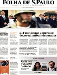 Capa do jornal Folha de S.Paulo 26/08/2023