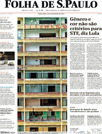 Capa do jornal Folha de S.Paulo 26/09/2023