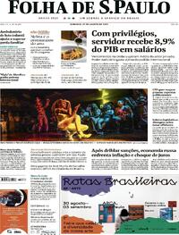 Capa do jornal Folha de S.Paulo 27/08/2023