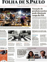 Capa do jornal Folha de S.Paulo 28/08/2023