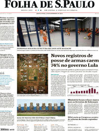 Capa do jornal Folha de S.Paulo 28/12/2023