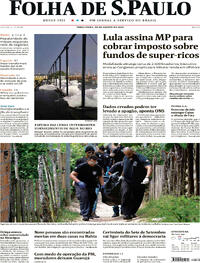 Capa do jornal Folha de S.Paulo 29/08/2023