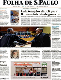 Capa do jornal Folha de S.Paulo 29/09/2023