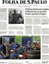 Capa do jornal Folha de S.Paulo 31/12/2023