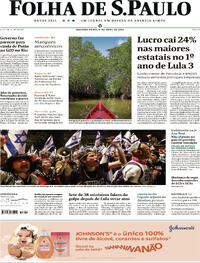 Capa do jornal Folha de S.Paulo 01/04/2024
