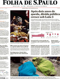 Capa do jornal Folha de S.Paulo 08/02/2024