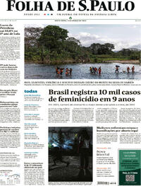 Capa do jornal Folha de S.Paulo 08/03/2024
