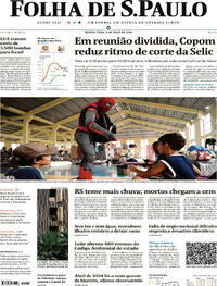 Capa do jornal Folha de S.Paulo 09/05/2024