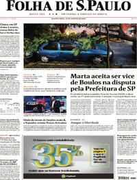 Capa do jornal Folha de S.Paulo 10/01/2024