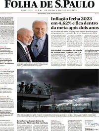 Capa do jornal Folha de S.Paulo 12/01/2024