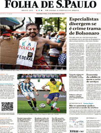 Capa do jornal Folha de S.Paulo 12/02/2024