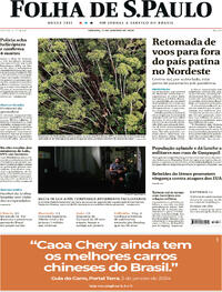 Capa do jornal Folha de S.Paulo 13/01/2024