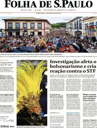 Capa do jornal Folha de S.Paulo 13/02/2024