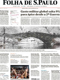 Capa do jornal Folha de S.Paulo 14/02/2024