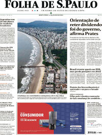 Capa do jornal Folha de S.Paulo 14/03/2024