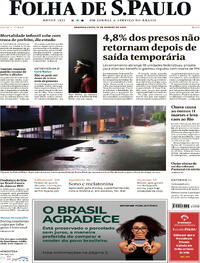 Capa do jornal Folha de S.Paulo 15/01/2024
