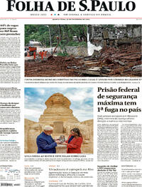 Capa do jornal Folha de S.Paulo 15/02/2024