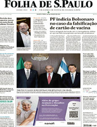 Capa do jornal Folha de S.Paulo 20/03/2024