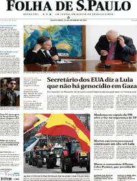 Capa do jornal Folha de S.Paulo 22/02/2024