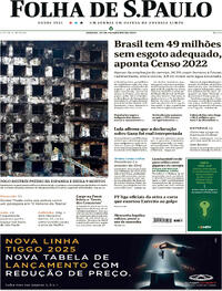 Capa do jornal Folha de S.Paulo 24/02/2024