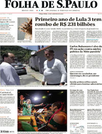 Capa do jornal Folha de S.Paulo 30/01/2024