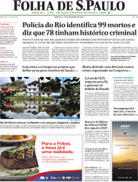 Capa do jornal Folha de S.Paulo 01/11/2025