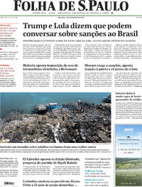 Capa do jornal Folha de S.Paulo 02/08/2025