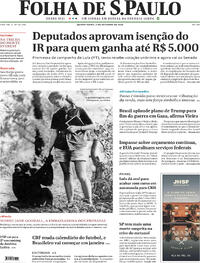 Capa do jornal Folha de S.Paulo 02/10/2025
