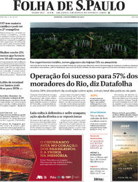 Capa do jornal Folha de S.Paulo 02/11/2025