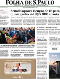 Capa do jornal Folha de S.Paulo 06/11/2025