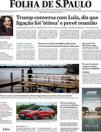 Capa do jornal Folha de S.Paulo 07/10/2025