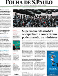 Capa do jornal Folha de S.Paulo 09/06/2025