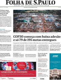 Capa do jornal Folha de S.Paulo 09/11/2025