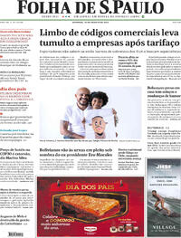 Capa do jornal Folha de S.Paulo 10/08/2025