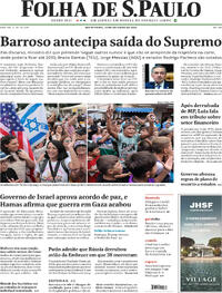 Capa do jornal Folha de S.Paulo 10/10/2025