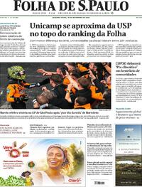 Capa do jornal Folha de S.Paulo 10/11/2025