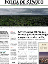 Capa do jornal Folha de S.Paulo 11/08/2025