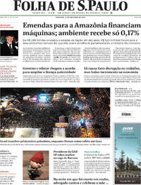 Capa do jornal Folha de S.Paulo 12/10/2025