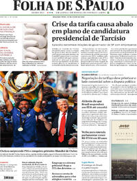 Capa do jornal Folha de S.Paulo 14/07/2025